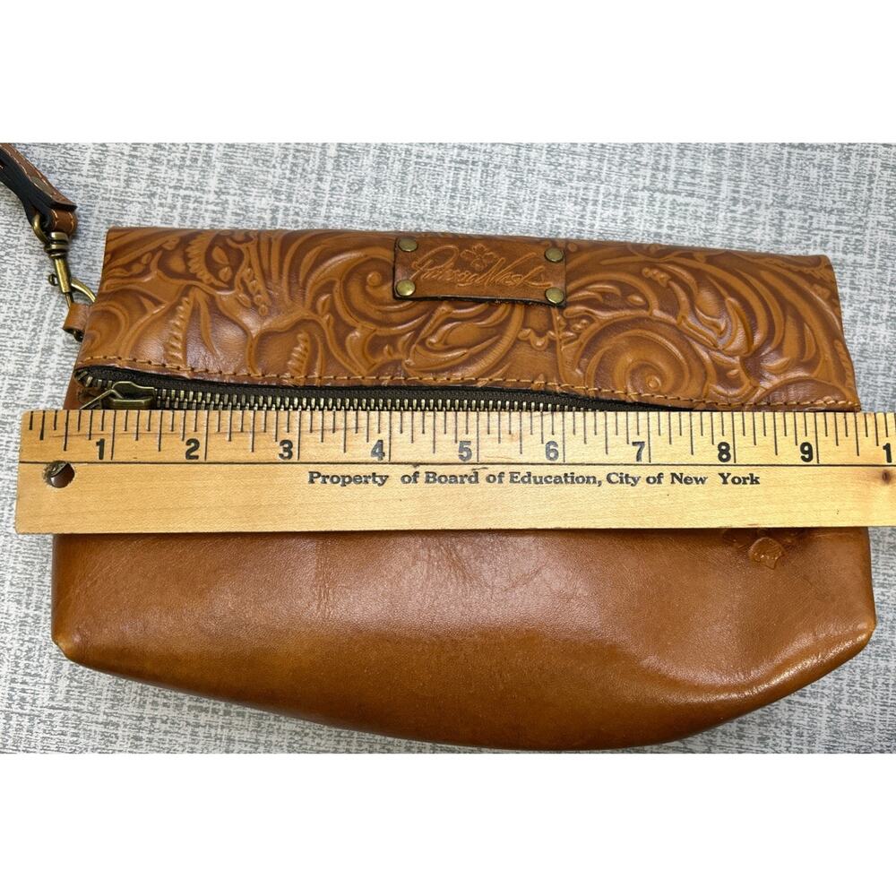 Patricia Nash Valerie Brown Leather Wristlet Fold Over Clutch Bag Purse Vtg Boho - Picture 3 of 9